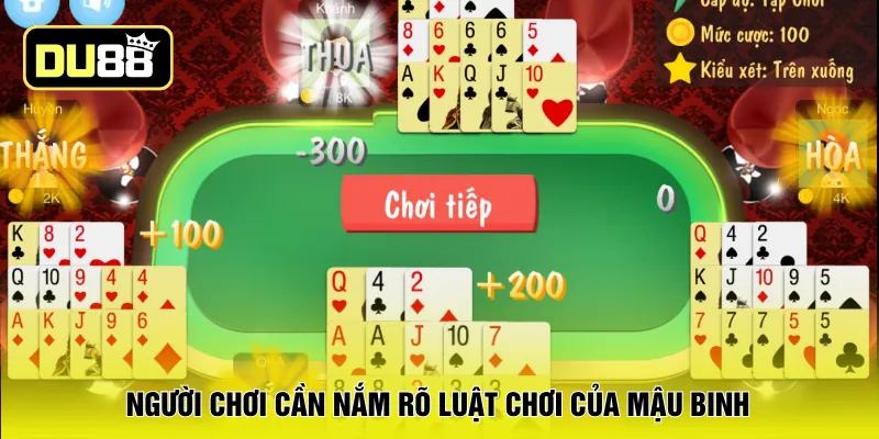 Người chơi cần nắm rõ luật chơi của mậu binh